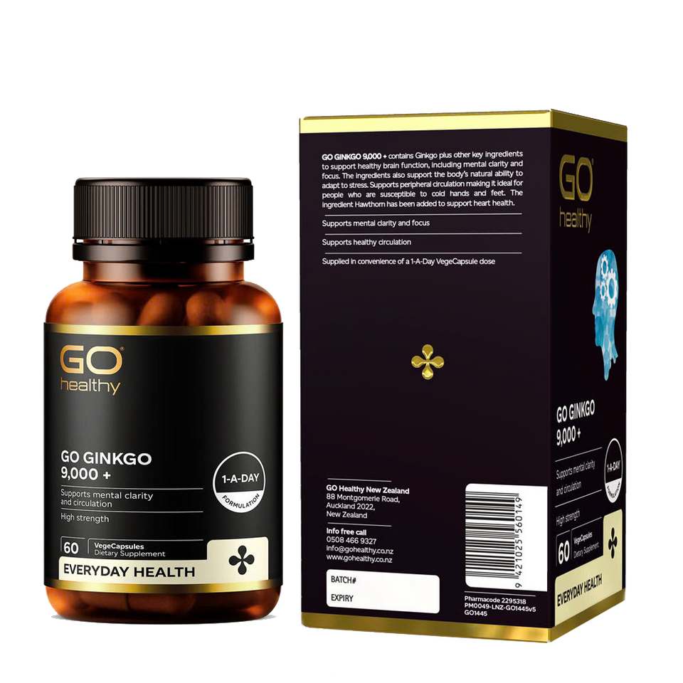 Viên uống Bổ Não Ginkgo New Zealand GO Ginkgo 9000+ 60 Viên - Hỗ Trợ Tăng Cường Trí Nhớ và Tập Trung hiệu quả