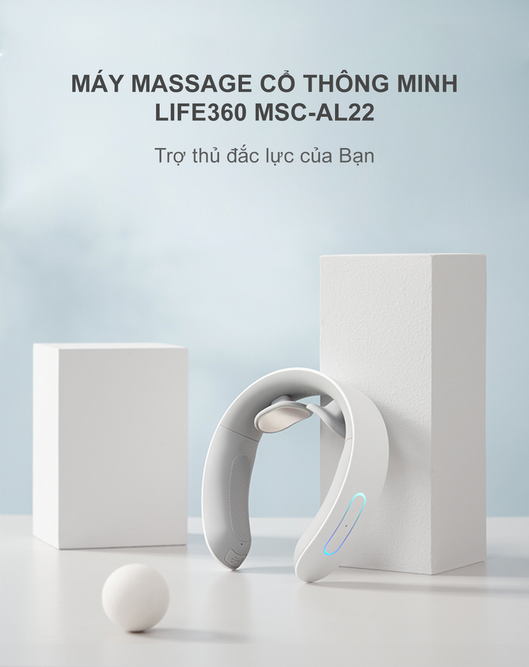 Máy Massage Cổ Vai Gáy Thông Minh Life360 MSC-AL22 - 5 Chế Độ Massage, Âm Báo Giọng Nói Tiếng Việt, Pin Sạc Tiện Lợi