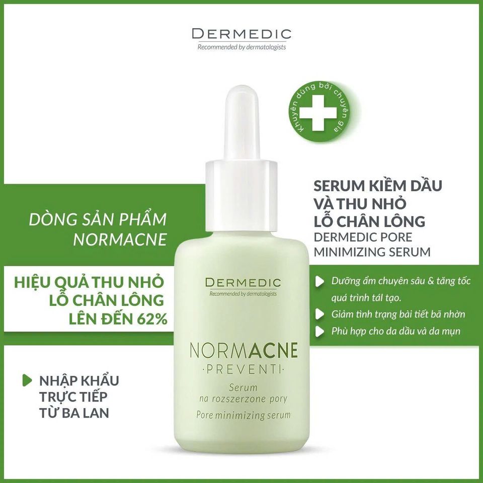 Serum Dưỡng Ẩm Se Khít Lỗ Chân Lông Dermedic Normacne 30ml - Giảm Dầu, Cải Thiện Kết Cấu Da, Ngăn Ngừa Mụn