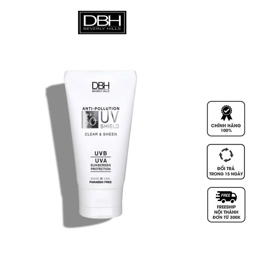 Kem Chống Nắng DBH Anti-Pollution UV Shield SPF50 - Bảo vệ da toàn diện 60ml, Thẩm thấu nhanh, chứa vitamin E và Hyaluronic Acid