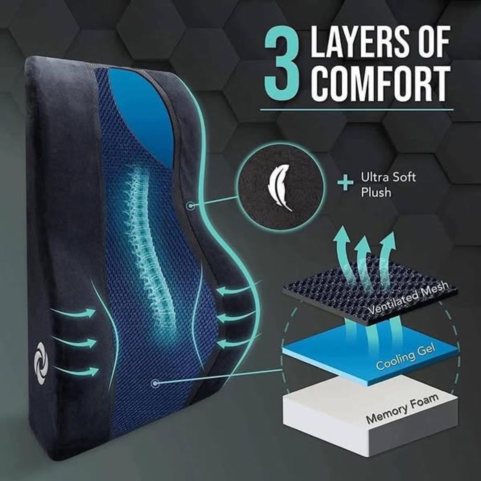 Gối Tựa Lưng Samsonite Cooling Gel - Hỗ Trợ Xương Khớp Chất Liệu Bọt Nhớ và Lưới Thoáng Khí, Sản Phẩm Tiện Ích Cho Dân Văn Phòng