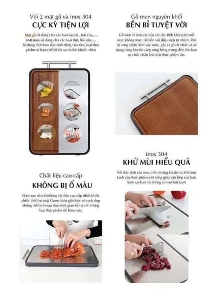 Thớt Gume TGI 2 Mặt Gỗ Teak Cao Cấp - Đa Năng, Chống Cong Vênh, Dễ Vệ Sinh, Phụ Kiện Nhà Bếp Sang Trọng