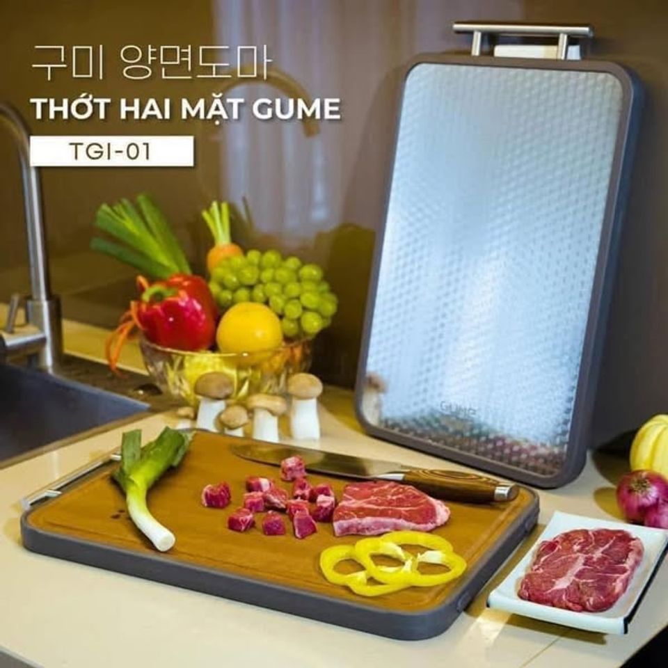 Thớt Gume TGI 2 Mặt Gỗ Teak Cao Cấp - Đa Năng, Chống Cong Vênh, Dễ Vệ Sinh, Phụ Kiện Nhà Bếp Sang Trọng