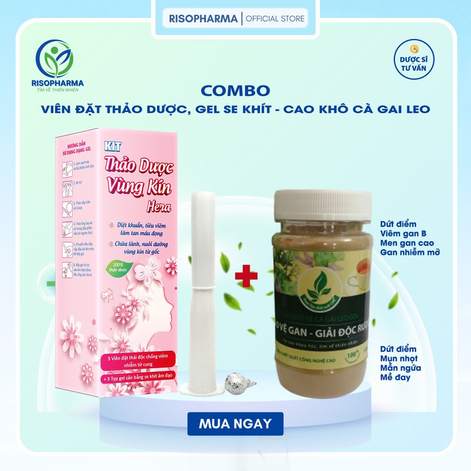Viên Đặt Thảo Dược Hera - Gel Se Khít, Làm Hồng Vùng Kín, Tiêu Viêm, Khử Mùi, Ngừa Tái Phát, Bảo Vệ Gan, Giải Độc