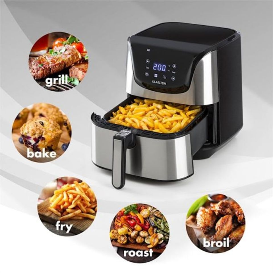 Nồi Chiên Không Dầu Klarstein Aero Vital Deluxe 5.4L - Công Suất 1700W, Tiết Kiệm Dầu Mỡ, Màn Hình Cảm Ứng LCD