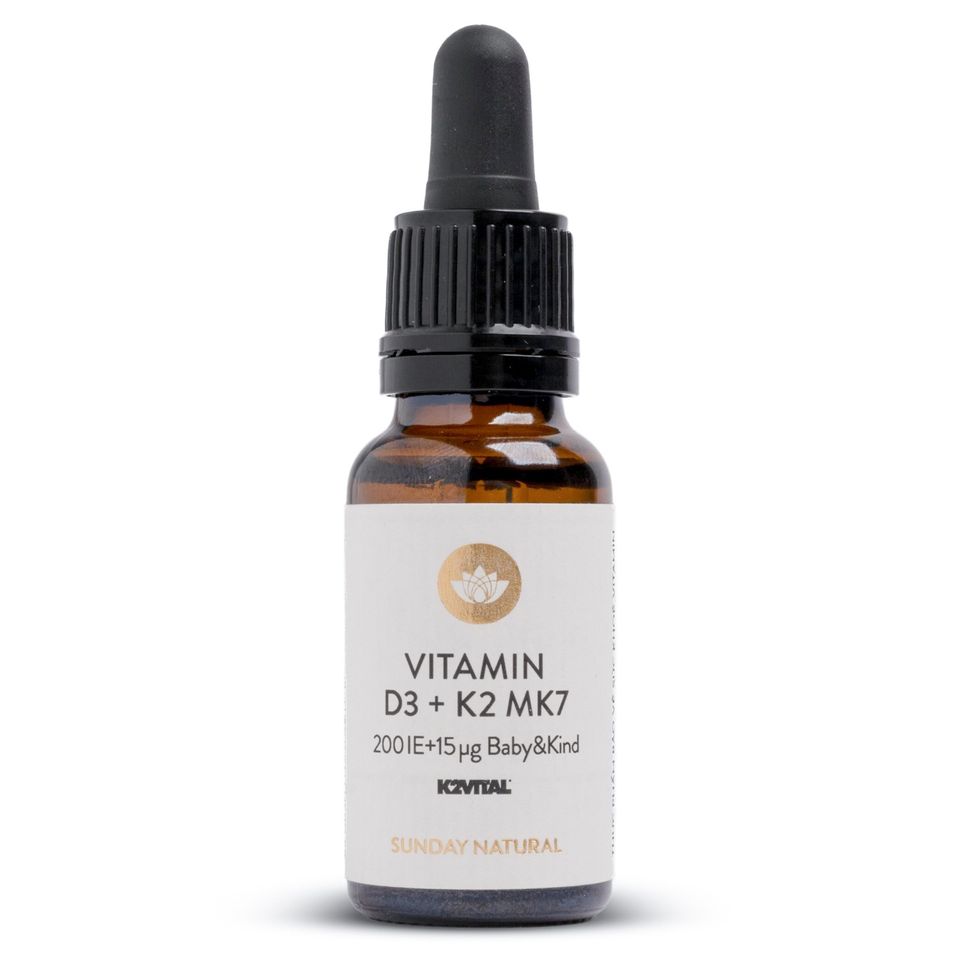 Vitamin D3K2 MK7 Liquid Drops 20ml - Sunday Natural - Hỗ Trợ Tăng Chiều Cao & Duy Trì Sức Khỏe Cho Trẻ Em Từ Đức