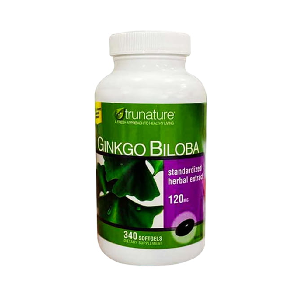 (Hàng nội địa) Viên uống bổ não Ginkgo Biloba Trunature 120mg - Hỗ trợ trí nhớ & sức khỏe não bộ - Lọ 340 viên Mỹ