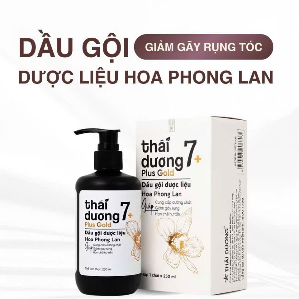 Dầu Gội Thái Dương 7 Plus Gold với Hoa Phong Lan - Chống Rụng Tóc, Ngăn Ngừa Gàu - 250ml, Giúp Làm Sạch và Phục Hồi Tóc Hư Tổn