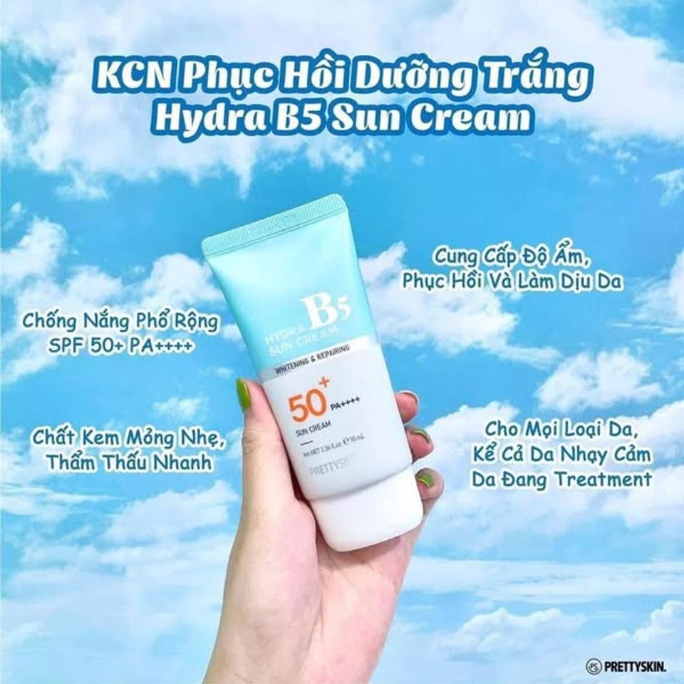 Kem Chống Nắng Pretty Skin Hydra B5 SPF 50+ - Kem Dưỡng Trắng và Phục Hồi Da, Bảo Vệ Tia UV, Chăm Sóc Da Từ Thiên Nhiên