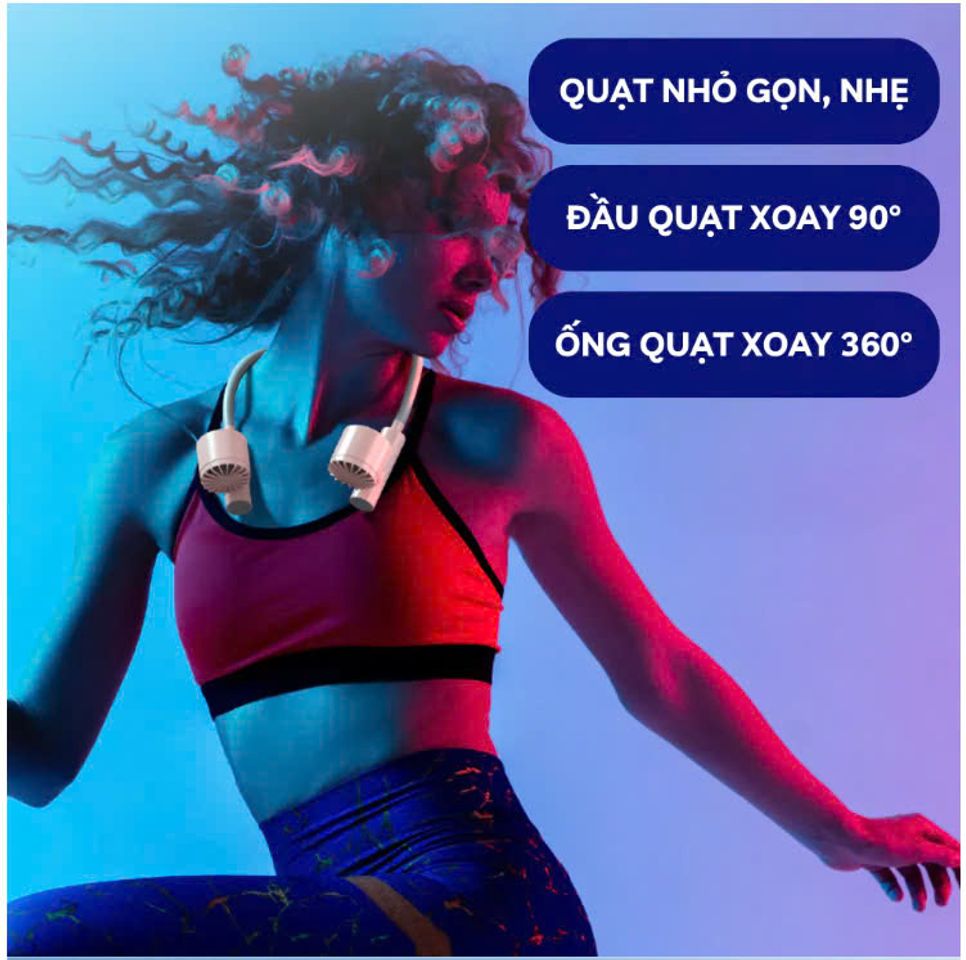 Quạt Đeo Cổ Tích Điện Nhiều Cấp Độ - Quạt Xách Tay Tiện Lợi, Thiết Kế Linh Hoạt, Sử Dụng Cho Ngày Hè Nắng Nóng