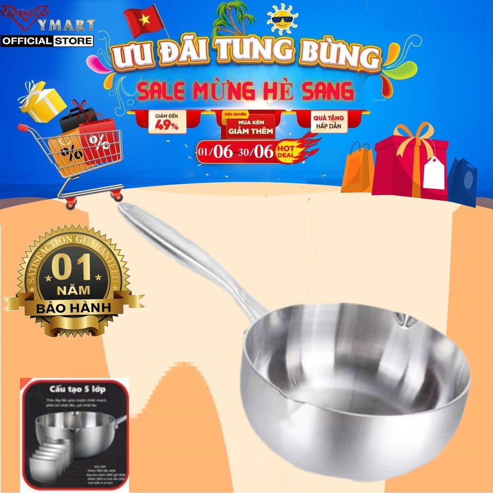 Chảo Chống Dính Sâu Lòng Seka Inox Nguyên Khối, Dùng Mọi Loại Bếp + Vỉ Gác Dầu - Tiện Ích Cho Bếp Gia Đình
