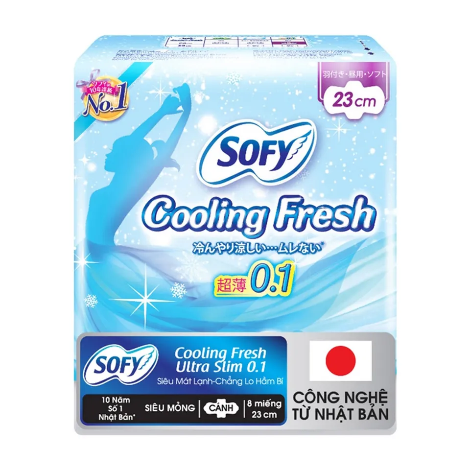 Băng vệ sinh Sofy Cooling Fresh Ultra Slim 0.1 siêu mỏng cánh 23cm