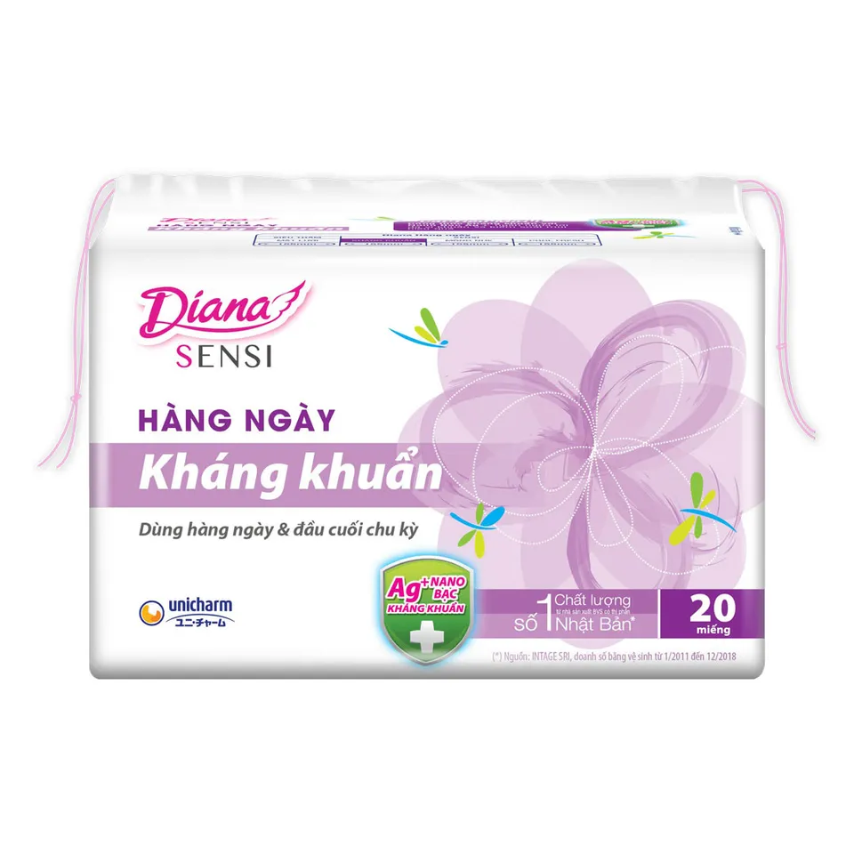 Băng vệ sinh hàng ngày Diana Sensi, 20 miếng, Kháng khuẩn