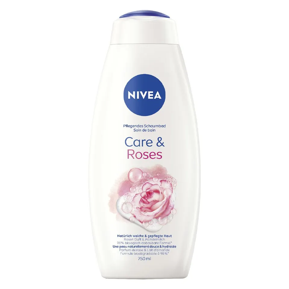 Sữa tắm hỗ trợ dưỡng da ẩm mịn Nivea Care, Care & Roses
