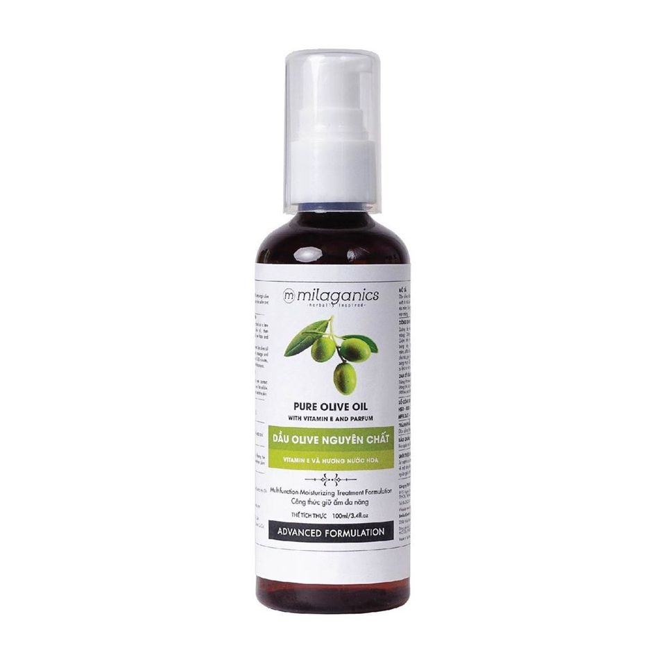 Dầu Olive Milaganics nguyên chất hỗ trợ dưỡng tóc và da, 100ml