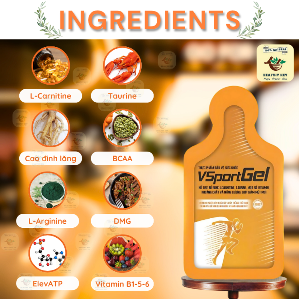 Gel Năng Lượng VsportGel Organic 15mL - Hỗ trợ Phục Hồi Cơ Bắp, Tăng Cường Sức Bền, Giảm Đau Nhức Sau Tập Luyện