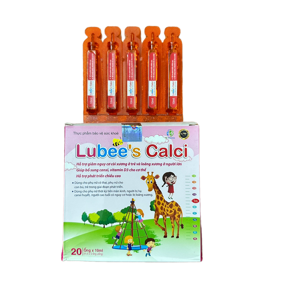 Siro Canxi Tăng Chiều Cao LUBEE'S CALCI - Bổ Sung Canxi, Vitamin D3, K2 & Magie Giúp Trẻ Phát Triển Xương Khỏe Mạnh - 20 ống