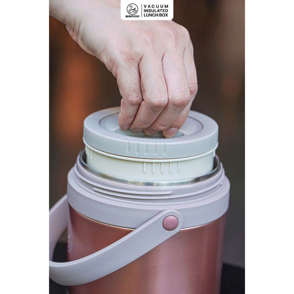 Hộp Cơm Giữ Nhiệt 2GOOD HC50 - 1600ml Inox SUS316 Kèm Thìa & Đũa - Giữ Nóng Thực Phẩm, Tiện Lợi Mang Đi Học, Đi Làm