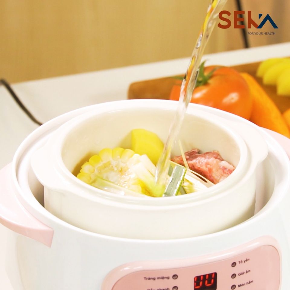 Nồi Nấu Chậm SEKA 1L GT68 - Đa Năng 6 Chức Năng Hấp, Nấu Cháo, Giữ Nhiệt - Thiết Kế Hiện Đại, Bảo Hành 12 Tháng