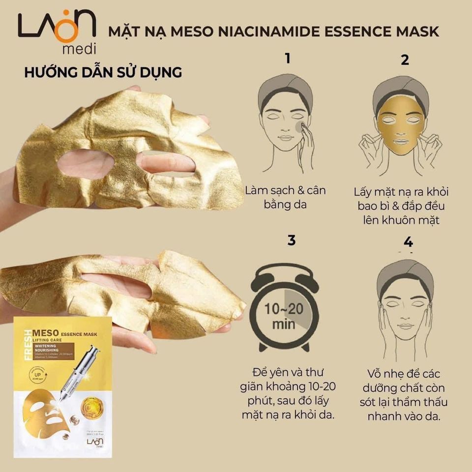 Hộp 10 miếng Mặt nạ Laonmedi Meso 30ml - Cấp ẩm và làm sáng da, kèm Kem Dưỡng Mắt 40ml chất lượng cao từ Hàn Quốc