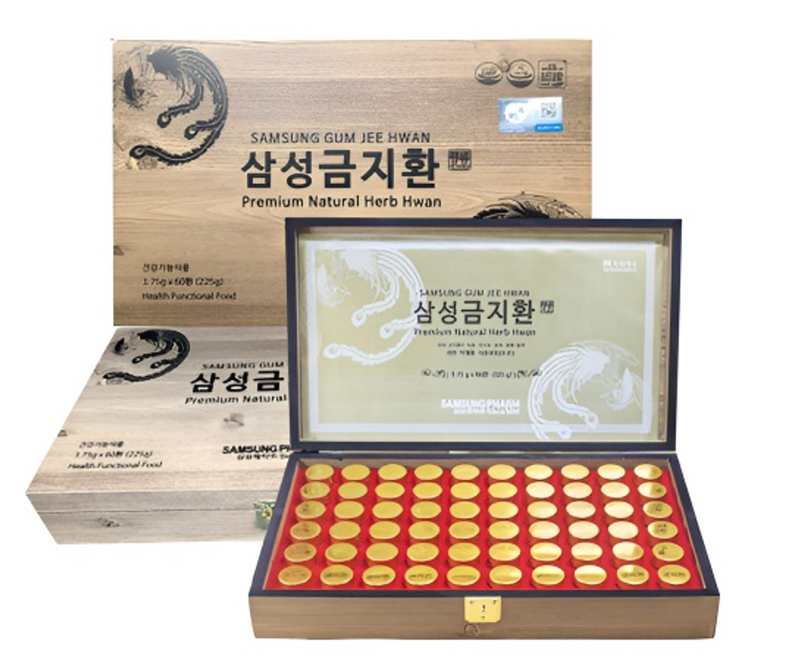 Viên Bổ Não An Cung Ngưu Hoàng Hàn Quốc Samsung Gum Jee Hwa - Hỗ Trợ Tim Mạch, 60 Viên Trong Hộp Gỗ