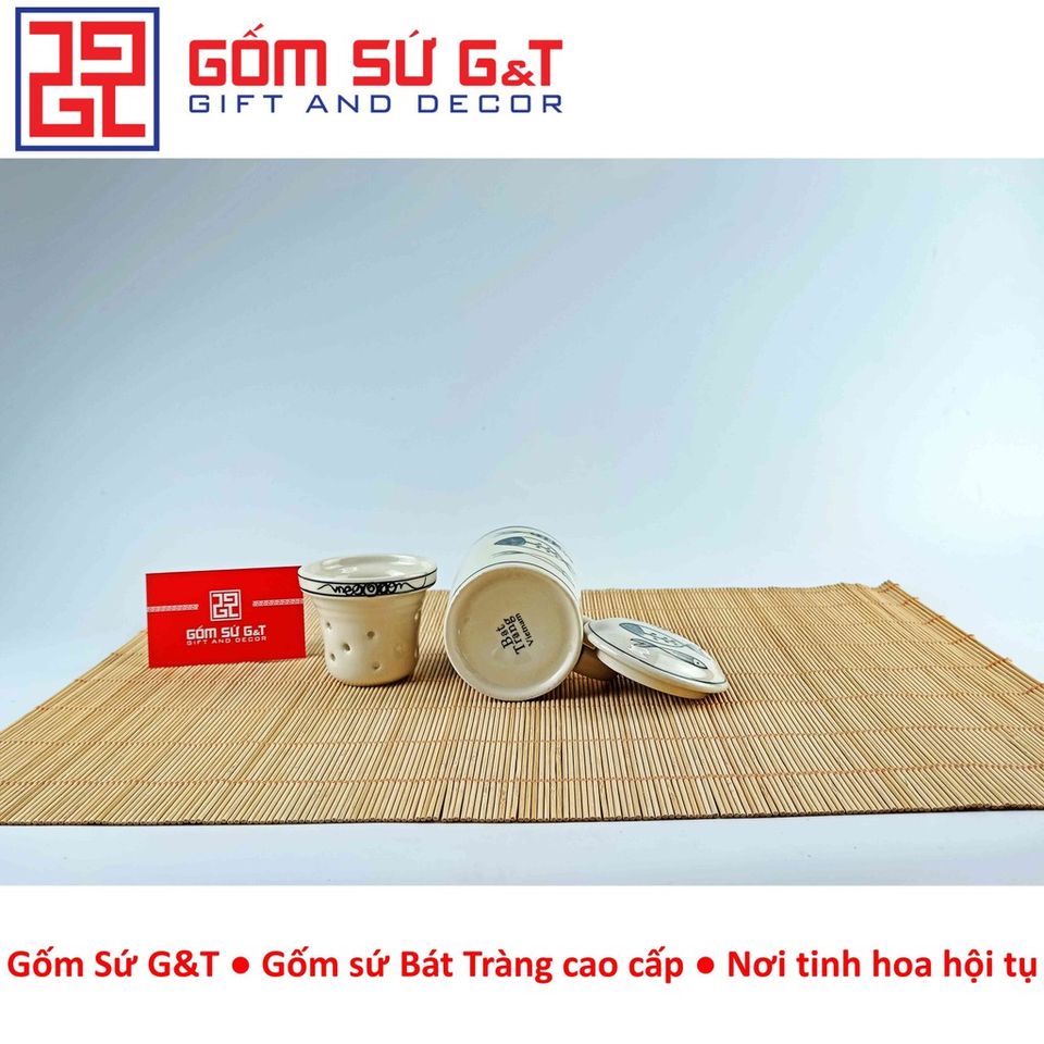 Cốc Lọc Trà Gốm Sứ Họa Tiết Xương Cá - Sang Trọng, Thẩm Mỹ, Quà Tặng Độc Đ đáo cho Người Yêu Trà