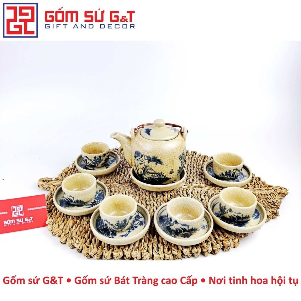 Bộ Trà Men Rạn Dáng Vại Sơn Thủy - Gốm Sứ G&T Sang Trọng Cho Trải Nghiệm Thưởng Trà Tối Ưu