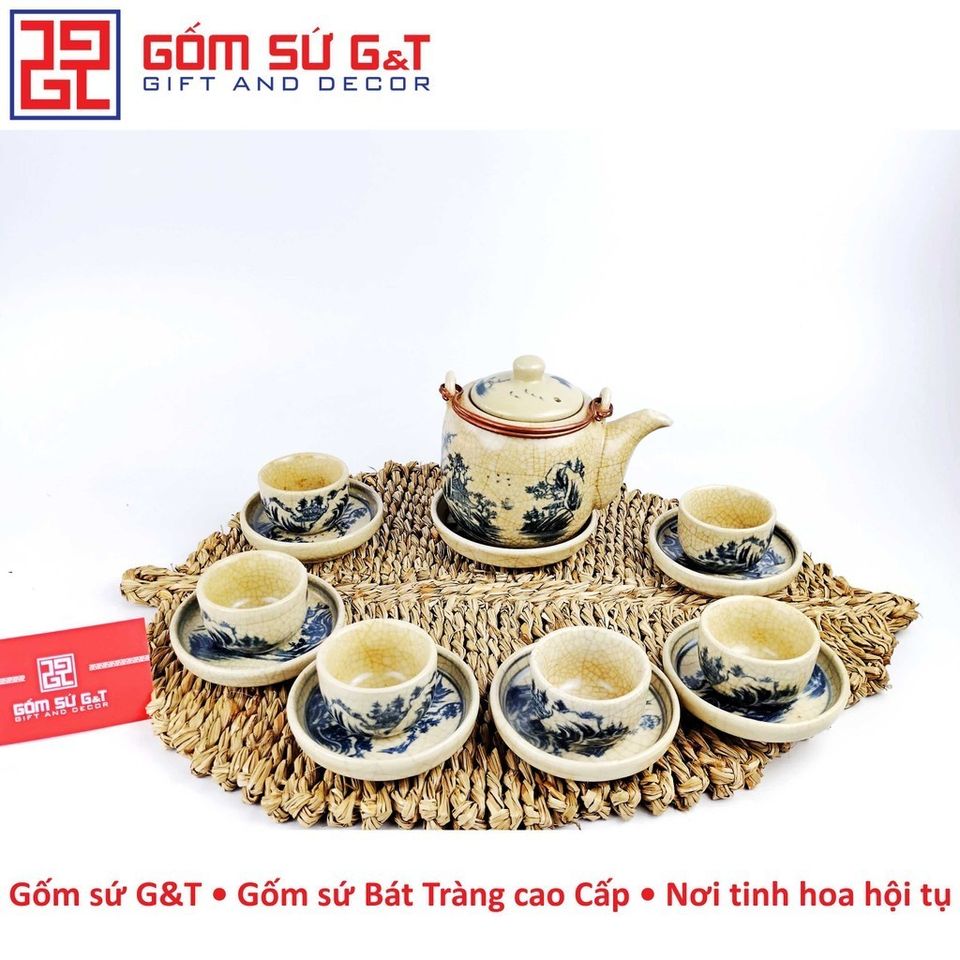 Bộ Trà Men Rạn Dáng Vại Sơn Thủy - Gốm Sứ G&T Sang Trọng Cho Trải Nghiệm Thưởng Trà Tối Ưu