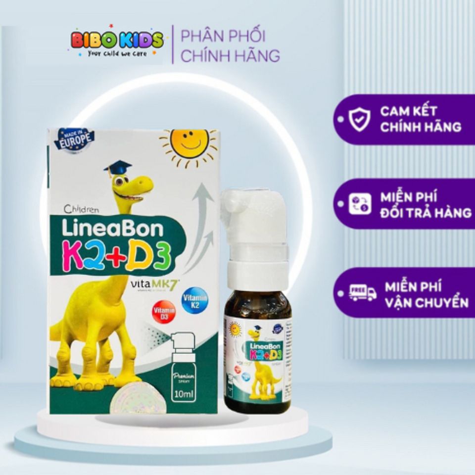 D3 K2 Xịt Lineabon 15ml - Hỗ Trợ Tăng Chiều Cao, Cải Thiện Hấp Thụ Canxi Cho Trẻ Em, Vitamin D3 Và K2 Thiên Nhiên
