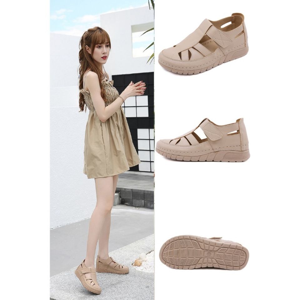 Giày Đế Xuồng Nữ Siêu Nhẹ Mùa Thu - Sandal Đen Be Phù Hợp Đi Học, Đi Làm, Đi Chơi - Thương Hiệu Siketu