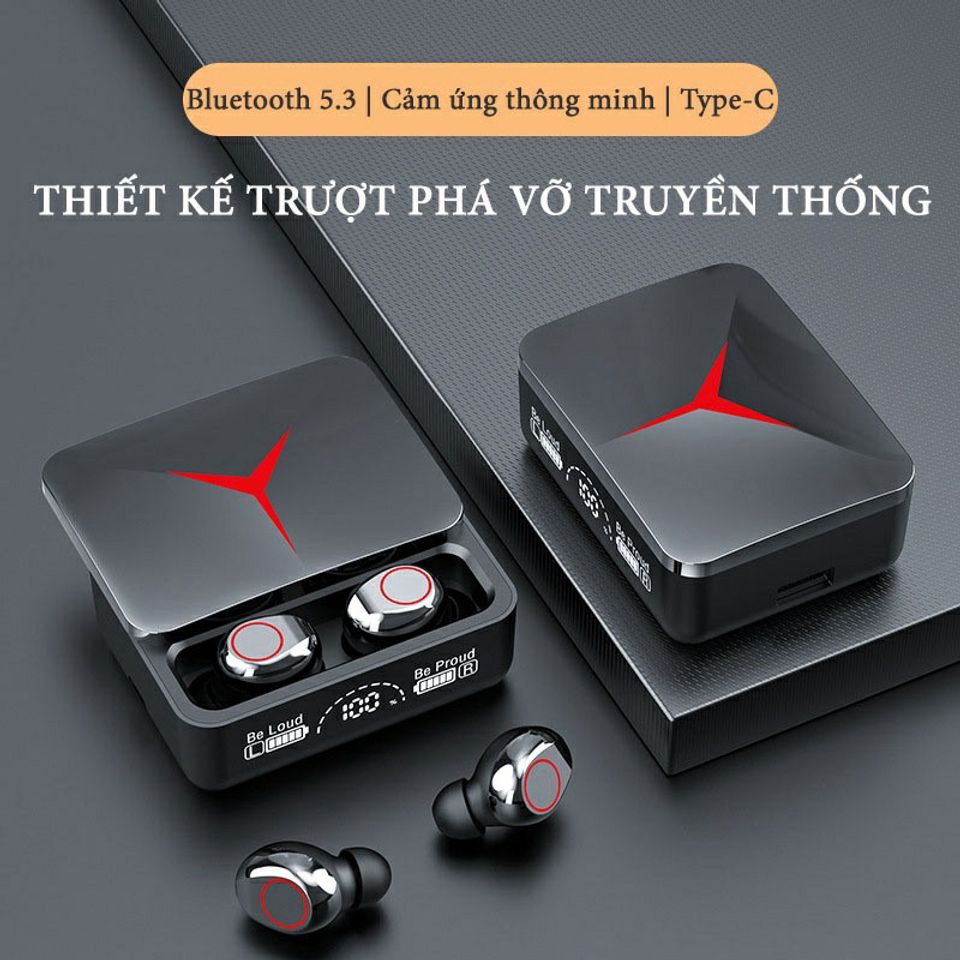 Tai Nghe Bluetooth 5.3 M90 Pro TWS Cảm Ứng, Màn Hình LED, Chống Nước, Có Mic, Nghe Nhạc và Sạc Dự Phòng - Âm Thanh HIFI Chất Lượng