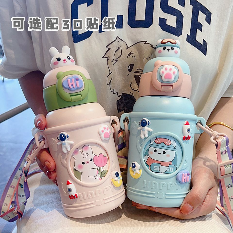 Bình Nước Giữ Nhiệt 520ml Có Dây Đeo Chéo Dễ Thương - Giữ Nước Nóng Lạnh Lâu, Phong Cách Thời Trang, Chất Liệu Cao Cấp