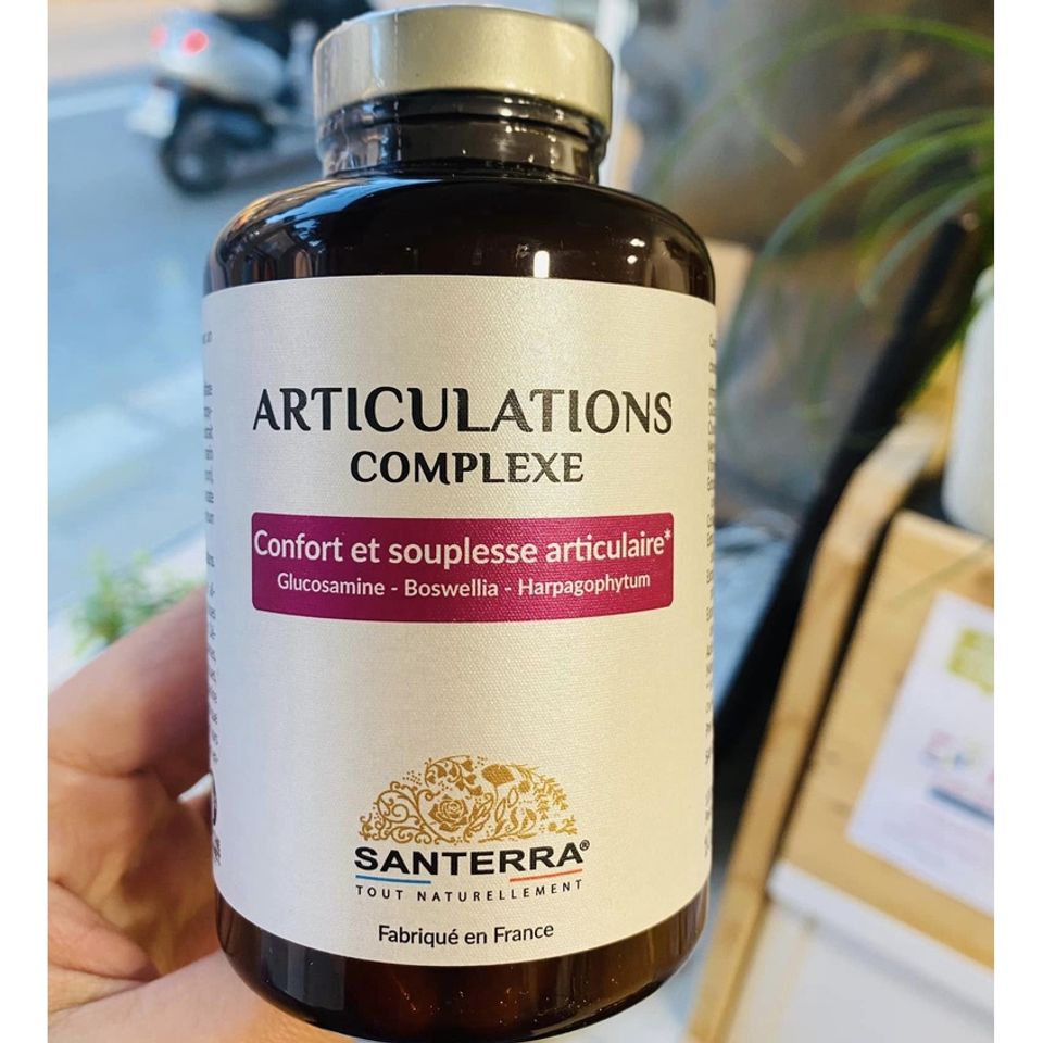 Viên khớp Santerra Articulations Complexe Pháp - Hỗ trợ thoái hóa và giảm đau khớp cho người lớn, chứa thảo dược tự nhiên và vitamin.