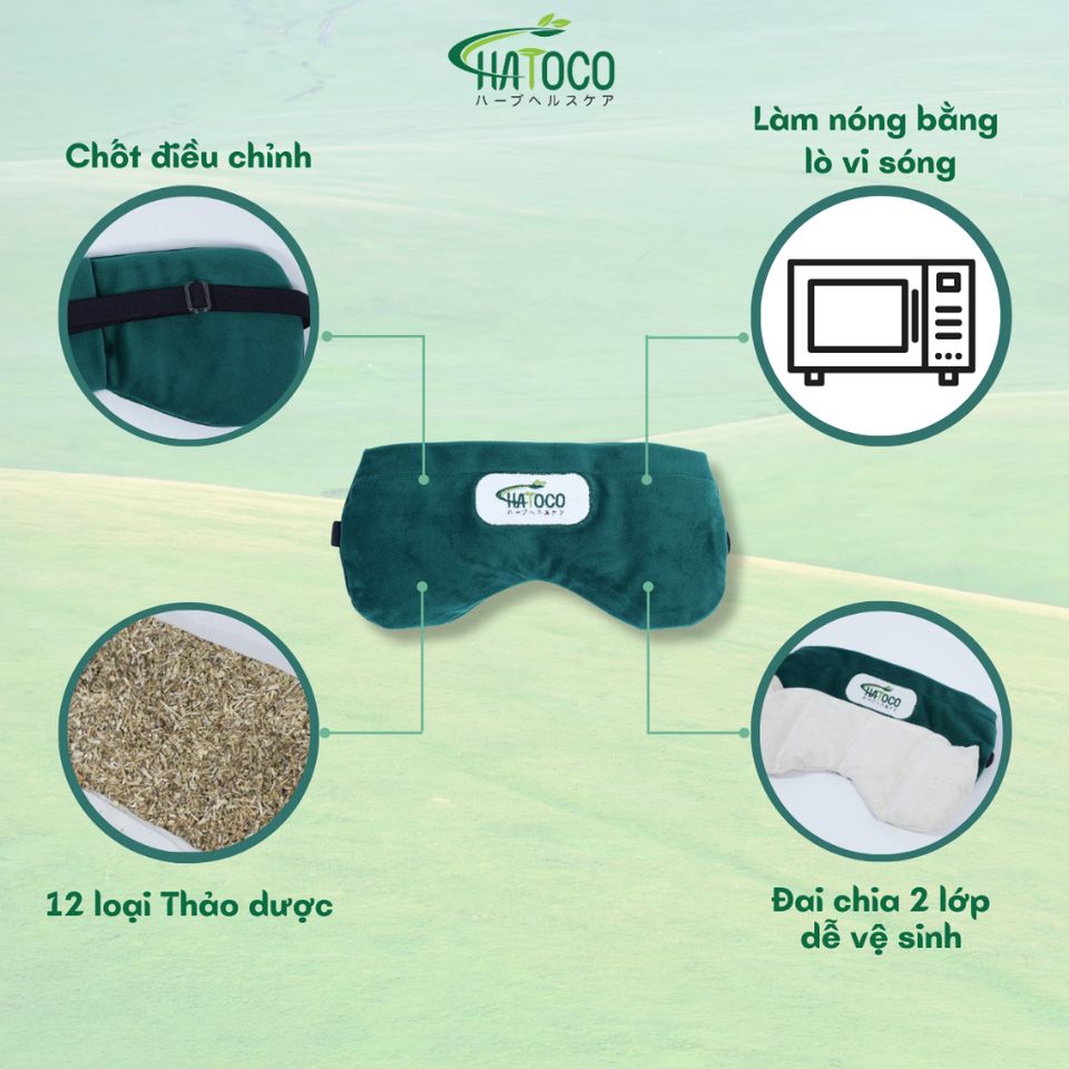 Túi Chườm Mắt Thảo Dược Hatoco Nóng Lạnh Giảm Đau Đầu, Thư Giãn, Giảm Quầng Thâm Mắt - Sản phẩm chăm sóc mắt Nhật Bản