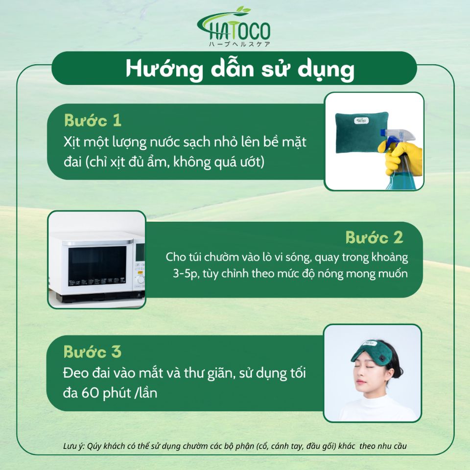 Túi Chườm Mắt Thảo Dược Hatoco Nóng Lạnh Giảm Đau Đầu, Thư Giãn, Giảm Quầng Thâm Mắt - Sản phẩm chăm sóc mắt Nhật Bản