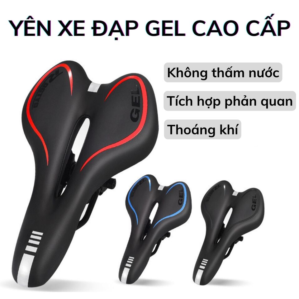 Yên Xe Đạp Gel Silicone PÊ ĐAN Chất Liệu Da PU Không Thấm Nước - Yên Đạp Thể Thao Siêu Êm, Đệm Bọt Ảo và Phản Quang An Toàn