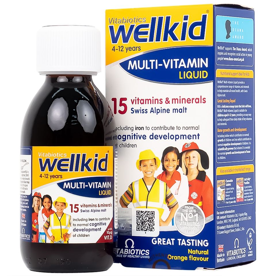 WELLKID Vitamin Tổng Hợp Cho Trẻ Em 150ml – Hỗ Trợ Tăng Cường Sức Khỏe Và Đề Kháng - Sản Phẩm Nhập Khẩu từ Anh Quốc