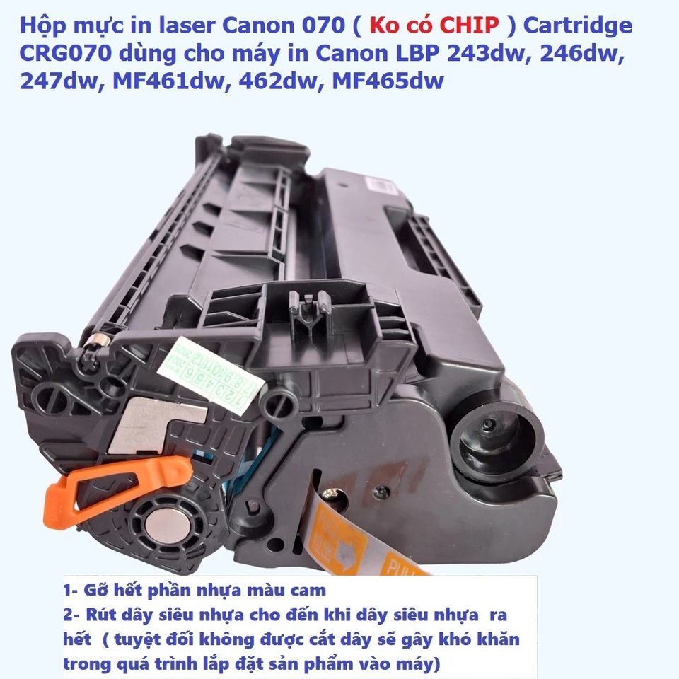Hộp Mực In Laser Canon 070 CRG070 Không Có Chip - Dùng Cho Canon LBP 243dw, 246dw, 247dw, MF461dw, 462dw - Chất Lượng Cao, In Đậm Nét