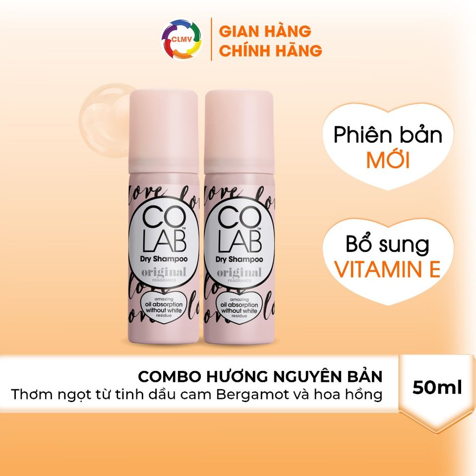 Combo 2 Dầu Gội Khô Colab Mini Hương Original 50ml - Làm Sạch Tóc Mềm Mịn Trong 5 Giây, Tiện Lợi Cho Du Lịch