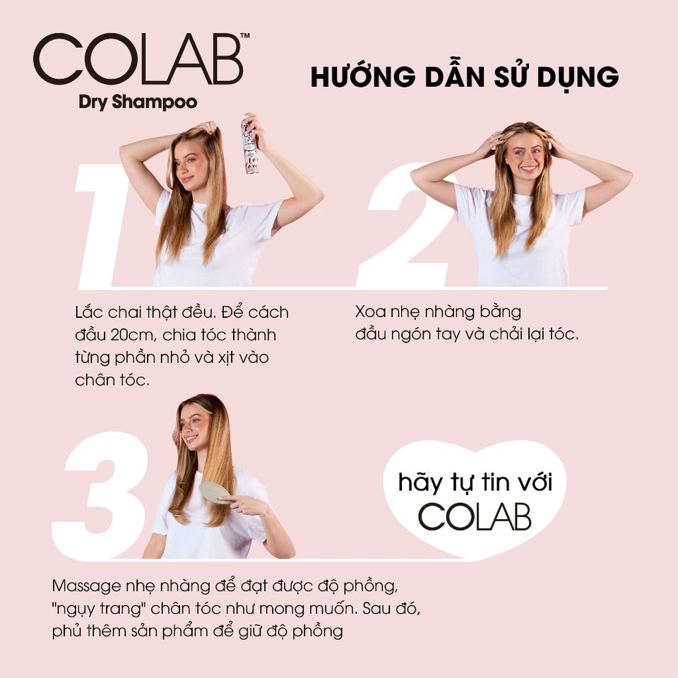 Dầu Gội Khô COLAB Extreme Volume 200ml - Phồng Tóc Gấp 5 Lần Với Hương Cam Chanh & Hoa Hồng, Giải Pháp Cho Tóc Bết Dầu