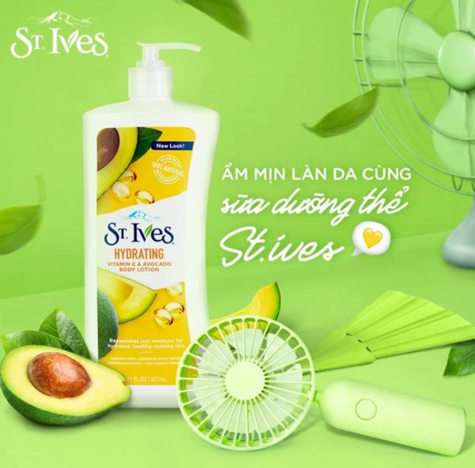 Dưỡng Thể St.Ives Bơ & Vitamine E 621ml (Vàng)