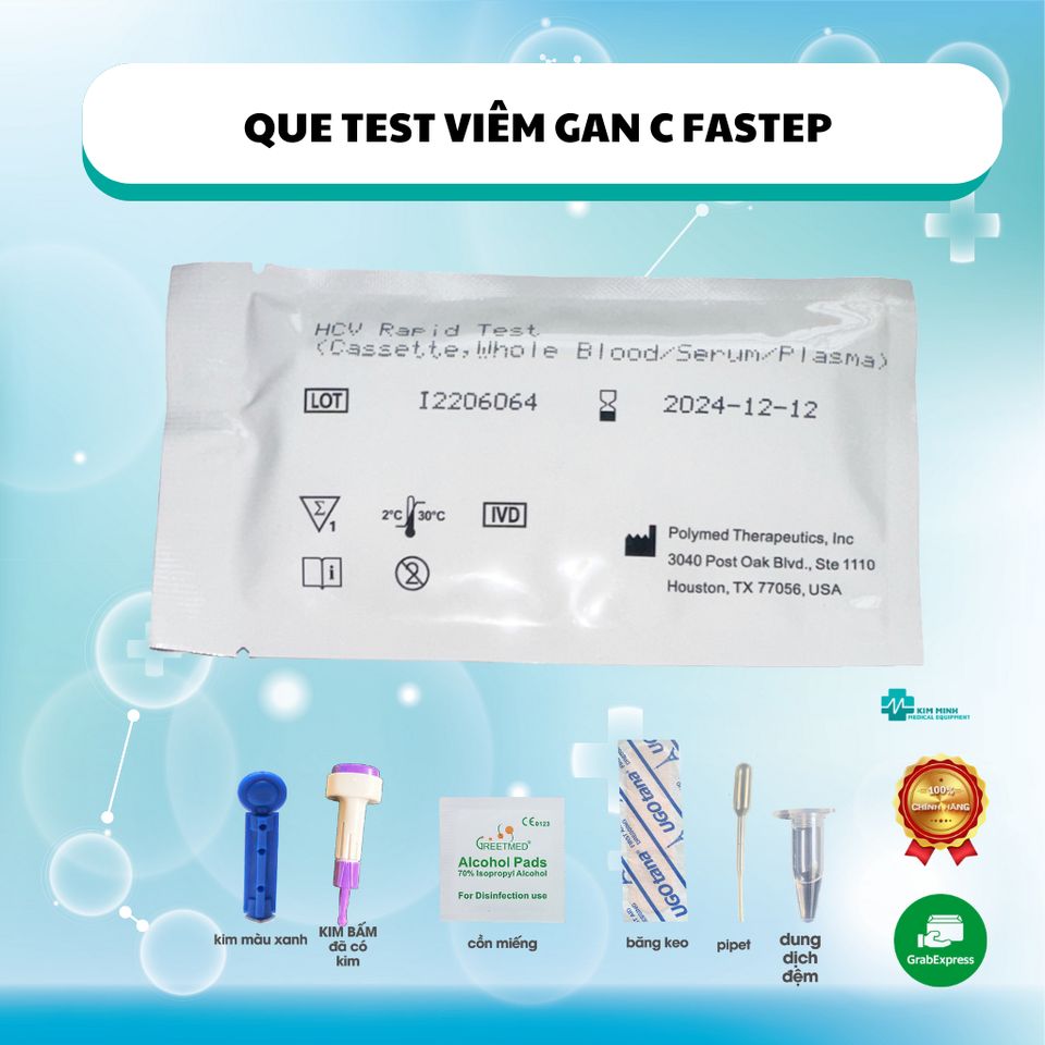 Test Nhanh Viêm Gan C Fastep - Kit Xét Nghiệm HCV Độ Chính Xác 99,9% - Kết Quả Nhanh Chỉ Trong 10 Phút