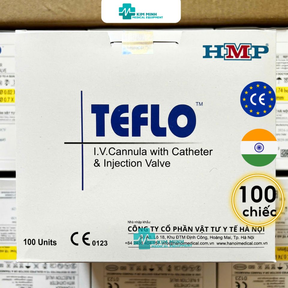 Kim Luồn Tĩnh Mạch 24G Teflo - Dụng Cụ Y Tế Tiệt Trùng, Hạn Chế Vỡ Vein, Lưu Lượng 20ml/phút, Thân Thiện với Môi Trường