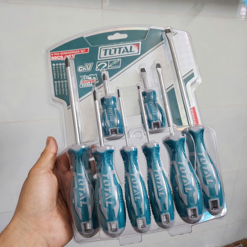 Bộ Tuốc Nơ Vít Dẹp & Bake 8 Chi Tiết Total THT250608 - Dụng Cụ Cầm Tay Chất Lượng Cao, Bền Bỉ Cho Sửa Chữa và Lắp Ráp