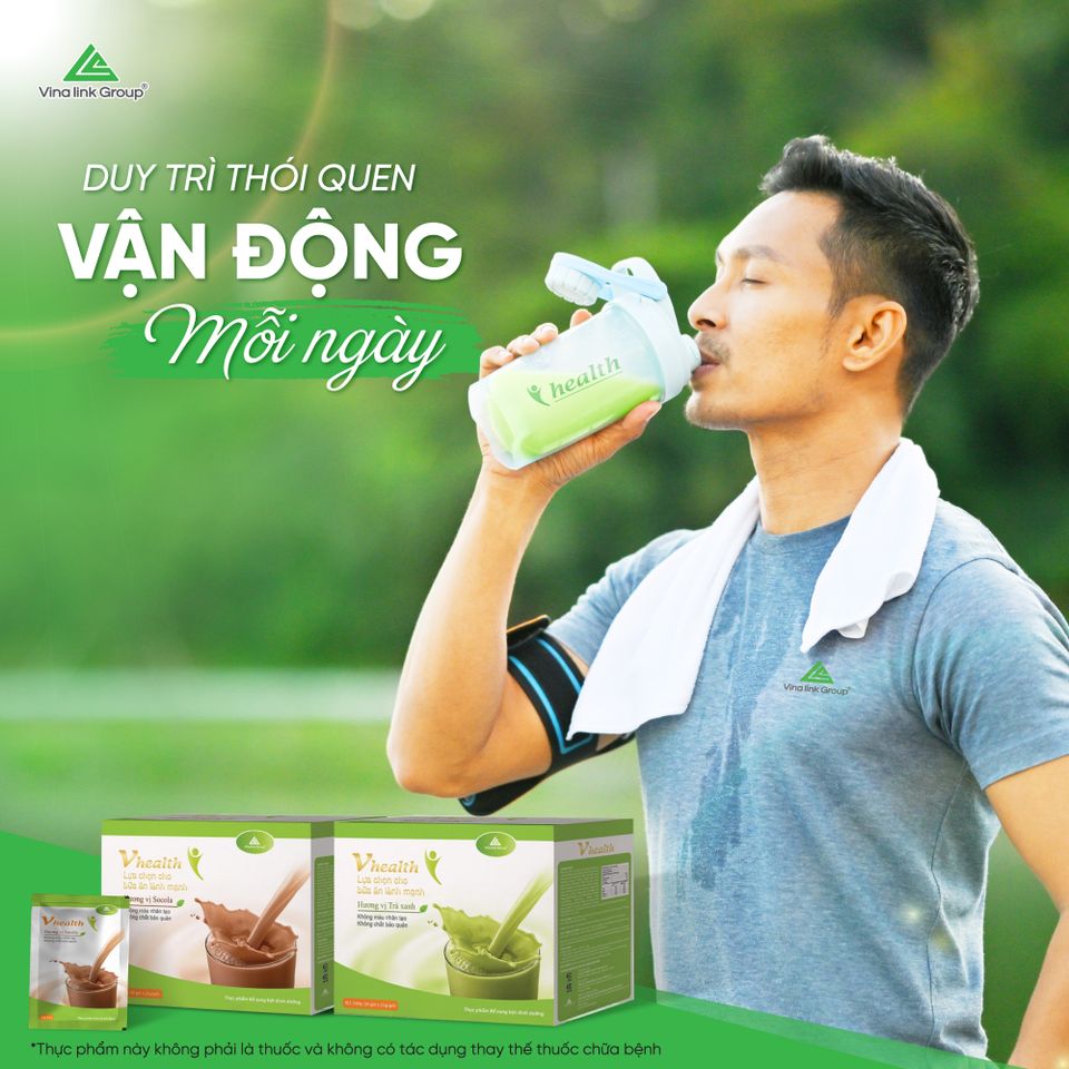 Bột Dinh Dưỡng Vhealth Socola - Bữa Ăn Nhanh Bổ Dưỡng, Hỗ Trợ Tăng/Giảm Cân Tự Nhiên - Hộp 20 Gói Organic Chất Lượng Cao