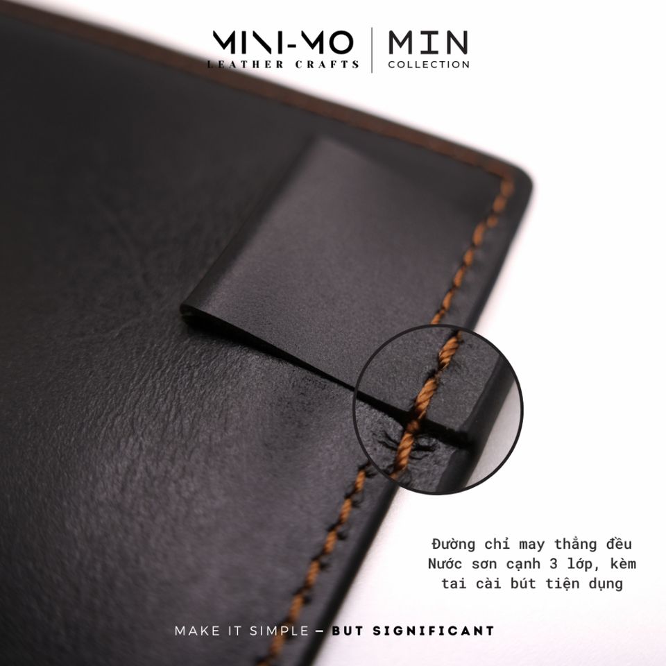 Sổ Tay Ghi Chép MINI-MO Bìa Da Thật A6 - Sản Phẩm Thủ Công Chống Thấm Nước, Bảo Hành Trọn Đời SA6-01
