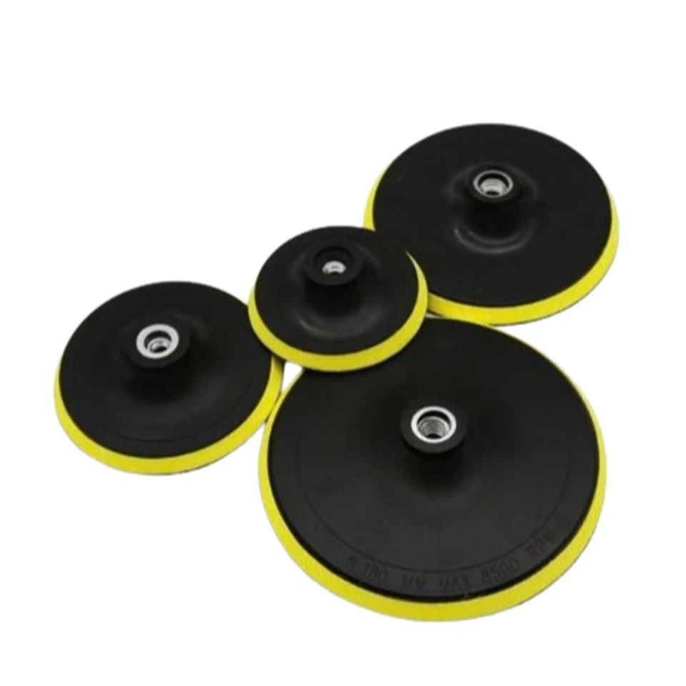 Đế Nhựa Chà Nhám 4 inch - Đế ABS Chất Lượng Cao cho Máy Mài và Giấy Nhám, Dễ Dàng Thay Thế, Màu Đen Vàng