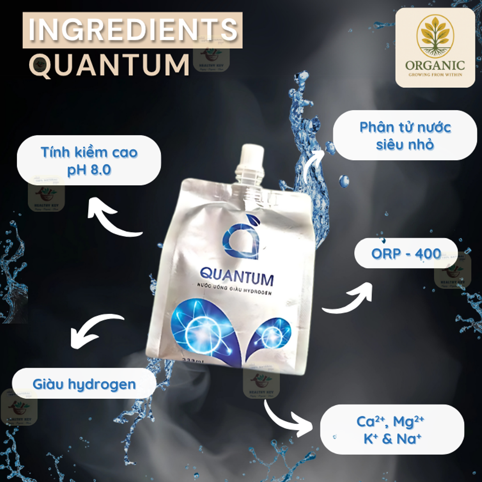 Nước Khoáng Hydrogen Quantum - Chống Oxy Hóa, Trung Hòa Axit, Bổ Sung Khoáng Chất, 5 Túi 350mL - Giải Pháp Sức Khỏe Từ Bên Trong