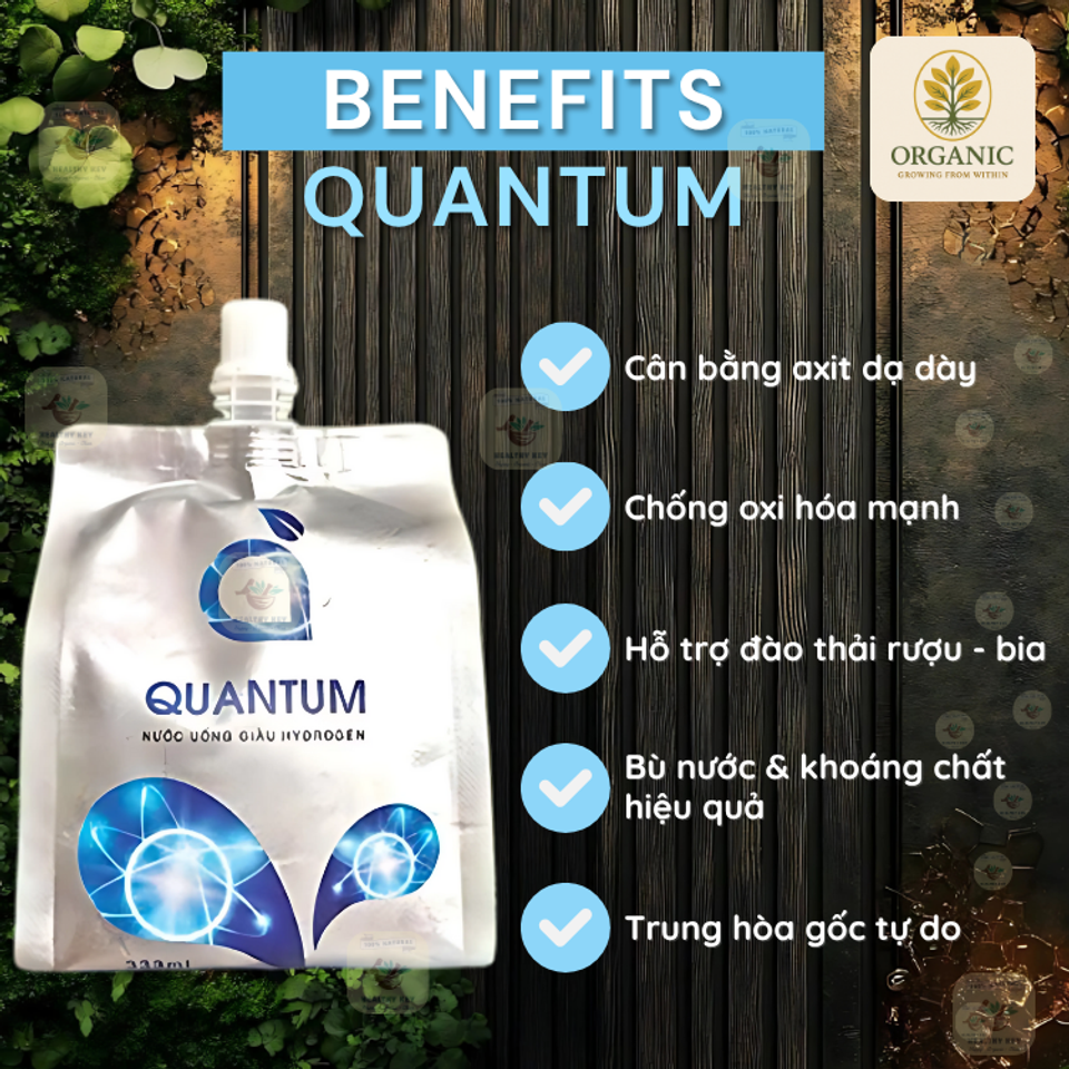 Nước Khoáng Hydrogen Quantum - Chống Oxy Hóa, Trung Hòa Axit, Bổ Sung Khoáng Chất, 5 Túi 350mL - Giải Pháp Sức Khỏe Từ Bên Trong