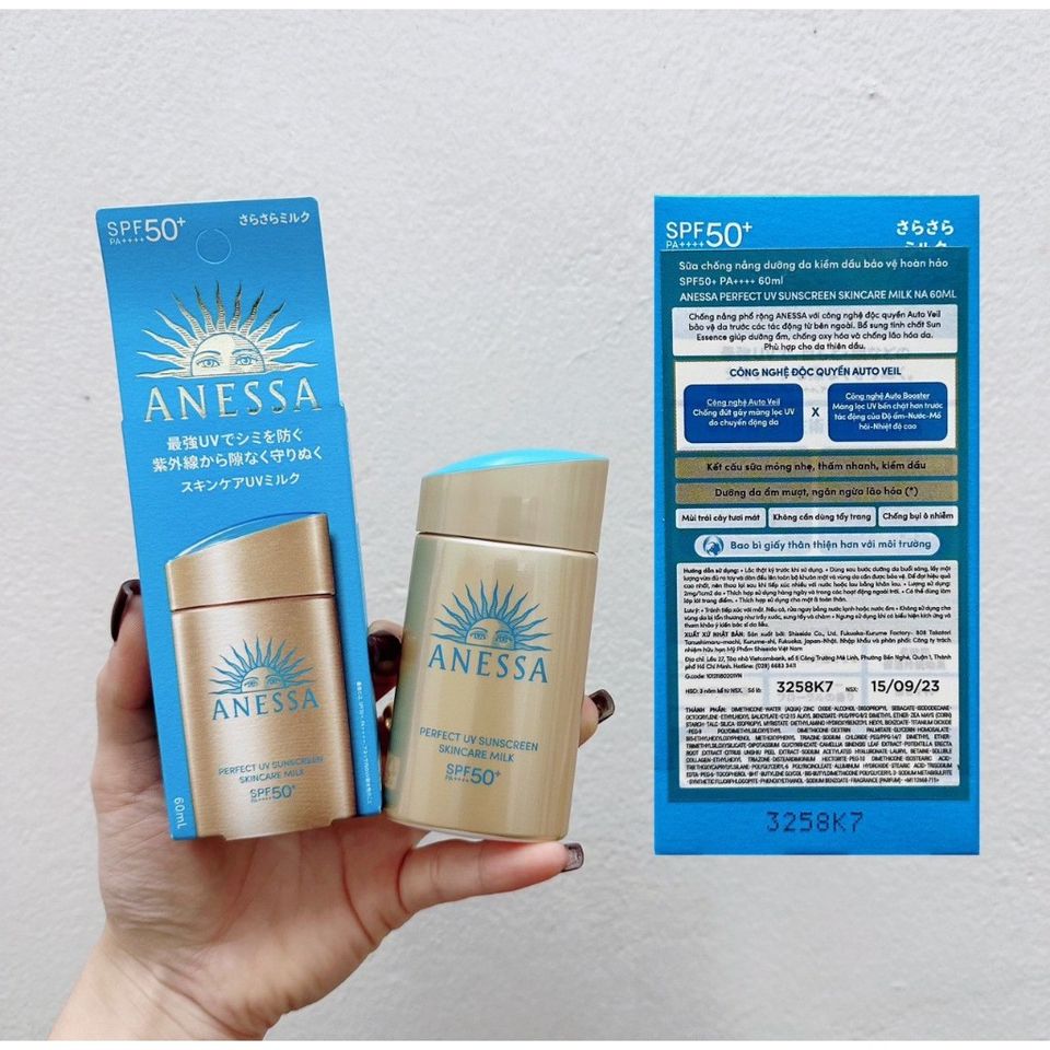 Sữa Chống Nắng Anessa Perfect UV Gold Milk SPF50+ PA++++ Dưỡng Da Kiềm Dầu 60ml - Bảo Vệ Da Hiệu Quả, Thích Hợp Mọi Loại Da